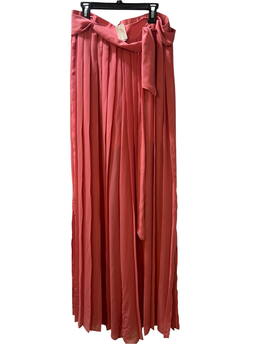 New York & Company Pleated Wide Leg Chiffon Sheer Pants Coral Pink Women Medium - Picture 5 of 12